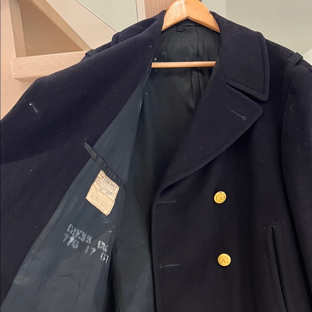 Elegant Black Peacoat with Gold Buttons
